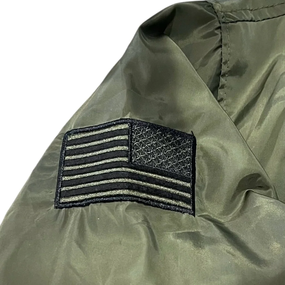 Army Performance Bomber Jacket Unisex Small Green Satin Military Uniform Costume